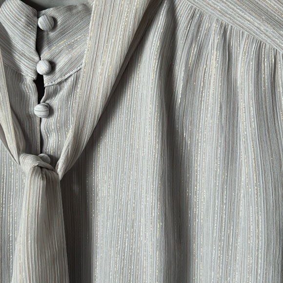 Ann Taylor “Metallic Dobby Stripe Bow Blouse” - Picture 5 of 5